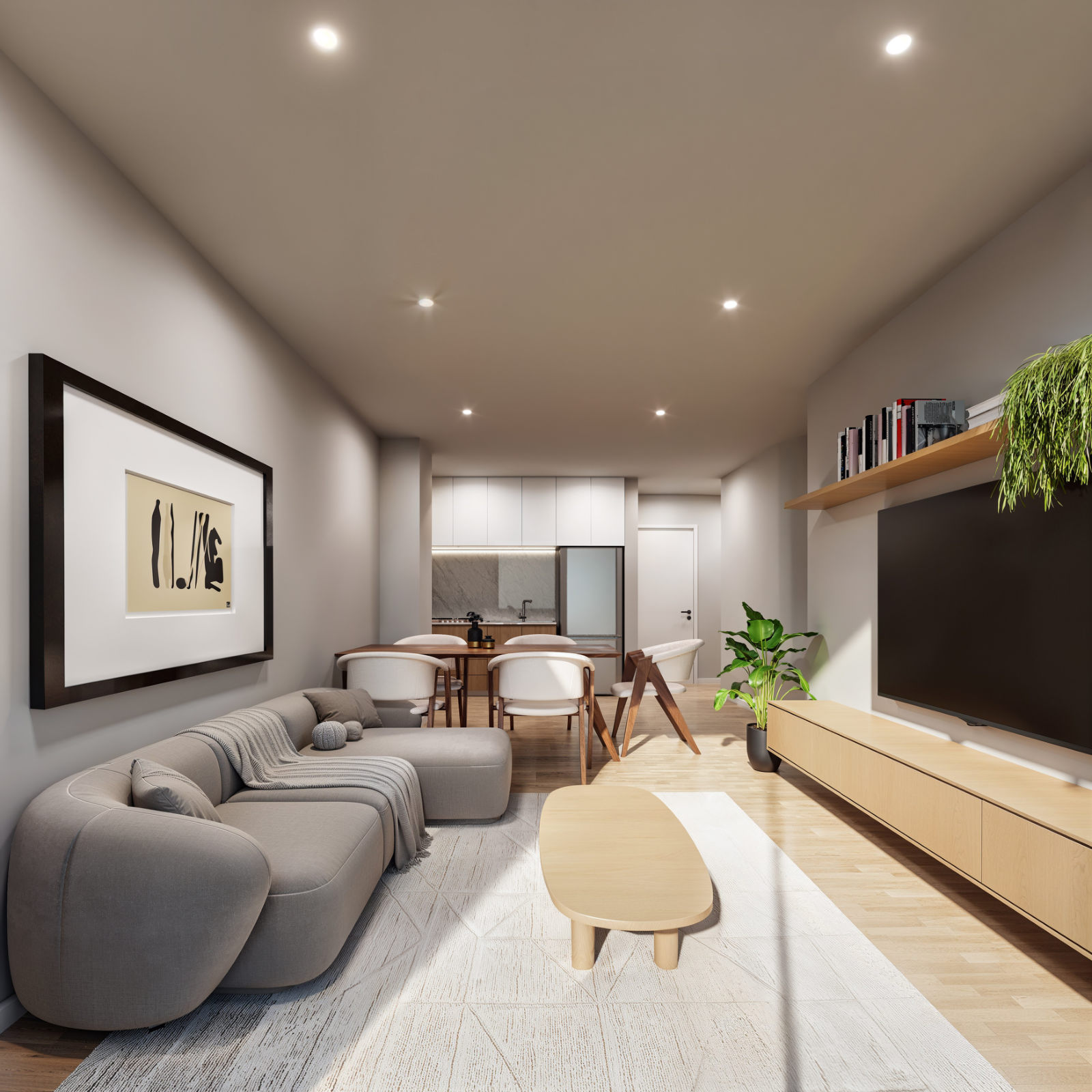 Living integrado con cocina